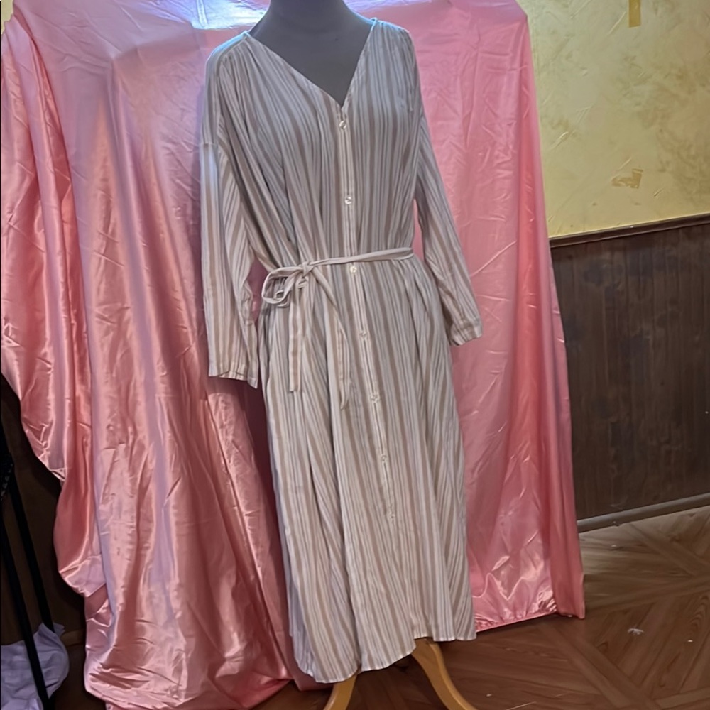 GU Japan Striped White Button-Down summer Dress S